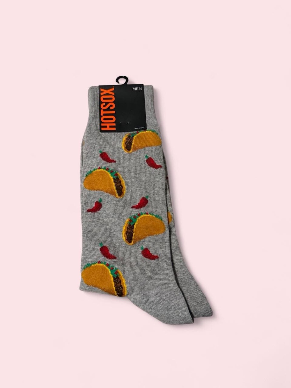 Hot Sox Gray Taco & Chili Pepper Crew Socks